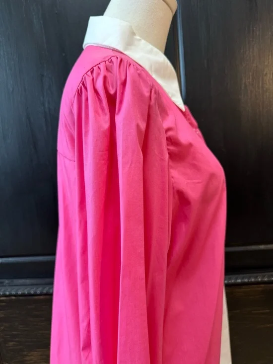 Colorblock Pink & White Button-Up Blouse - Picture 6 of 16